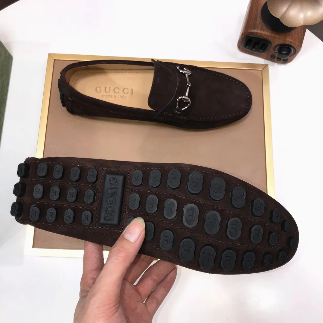 Men's Men's Shoes💰420💰[Gucci GUCCI] (High-end Niuli) New 🍀Gucci*-Gucci Peas Shoes! Made of imported original cowhide, the inner top layer is comfortable cowhide lining! Original wear-resistant rubber outsole! High quality products! Code number 38-44!